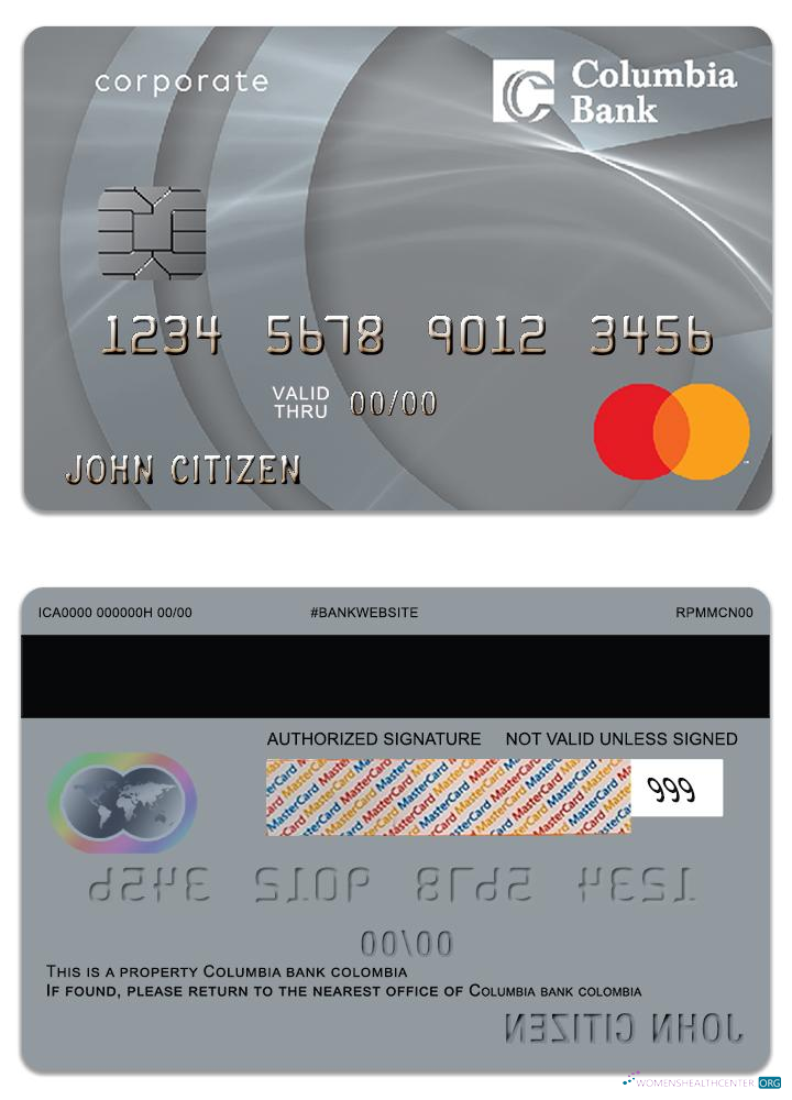 Download USA Columbia Bank Mastercard commercial credit card Photoshop template